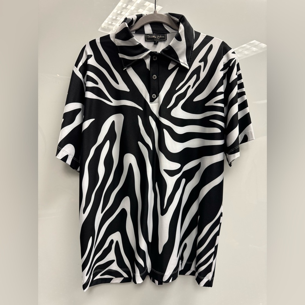 Dorothy Zudora Zebra Print Polo Shirt